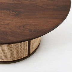Rattan Round Solid Wood Coffee Table