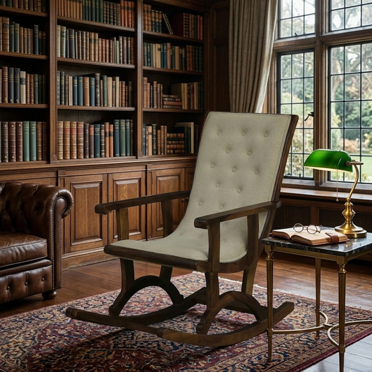 Solid Wood Tufted Upholstered Rocking Chair