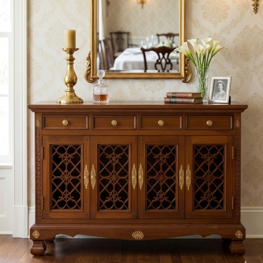 Haveli Sheesham Wood Jali Chest of Drawer