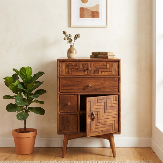 Arlo Geometric Wood Chest of Drawers