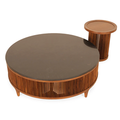 Vedika Solid Sheesham Wood Fluted Coffee Table Set
