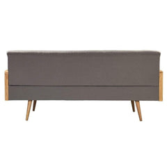 Mid-Century Style Tufted Sofa with Elegant Cane Armrests, Grey Upholstery — 1, 2 & 3-Seater Options