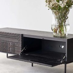 Handcrafted Carved Wooden TV Unit | Elegant TV Cabinet