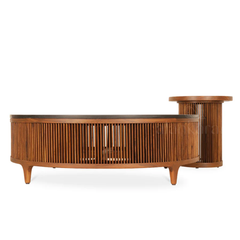 Vedika Solid Sheesham Wood Fluted Coffee Table Set