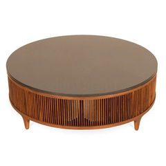 Vedika Solid Sheesham Wood Fluted Coffee Table Set