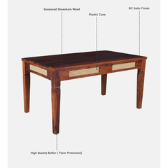 The Malabar Cane and Solid Sheesham 6-Seater Dining Set