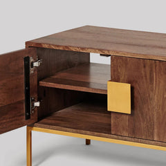Natural Rattan Wood TV Unit for Living Room