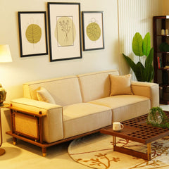 Alaya 3+1+1 Seater Ash Wood Cane Sofa