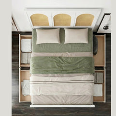 Solid Wood Rattan Bed For Bedroom