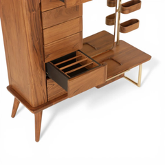 Vanya Solid Wood Integrated Dressing Station with Full-Length Mirror
