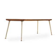 Alara Solid Sheesham Wood Coffee Table Set with Brass Inlay