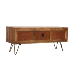 Mango Wood Floor Standing TV Unit Set Top Box Stand TV Cabinet with Shelves
