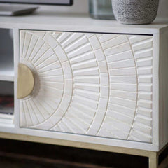 Mango Wood Floor Standing TV Entertainment Unit Set Top Box Stand (White Finish)