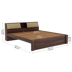 Modern Sheesham Bed with Padded Headboard Shelving