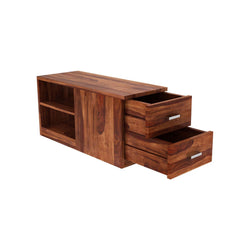 L-Shaped Sheesham Wood Multifunctional Corner Sofa with Storage