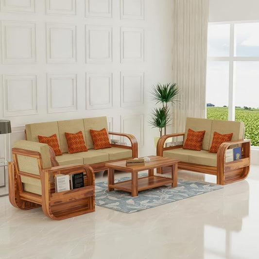 Wooden Sofa Set | 6 Seater Sofa Set for Living Room | Wooden Five Seater Sofa