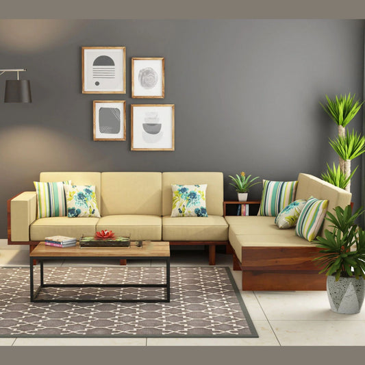 6 Seater L Shape Corner Sofa Set with Washable Zipper Cover