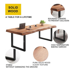Natural Solid Wood Live-Edge Dining Table – Unique Grain & Organic Edge