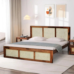 Rattan Solid Sheesham Wood Cane Bed