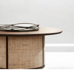 Rattan Round Solid Wood Coffee Table