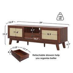 Natural Rattan TV Stand for Living Room