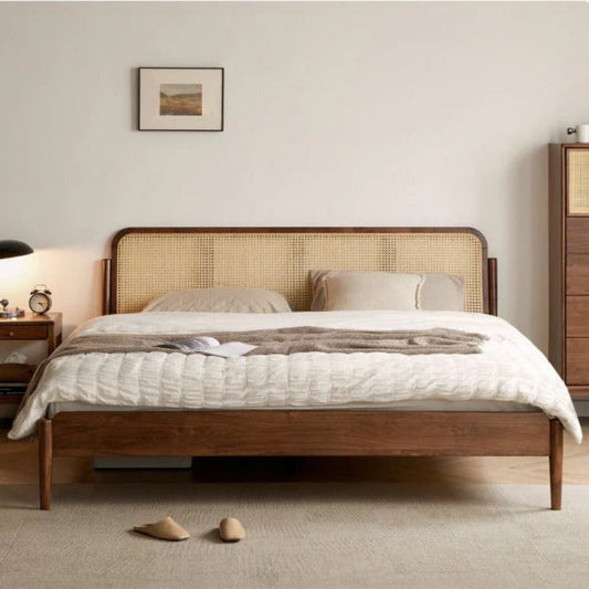 Solid Wood Cane Bed