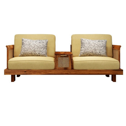 Wooden sofa armrest tray with storage Rattan Cane Design