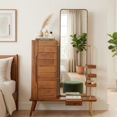 Vanya Solid Wood Integrated Dressing Station with Full-Length Mirror