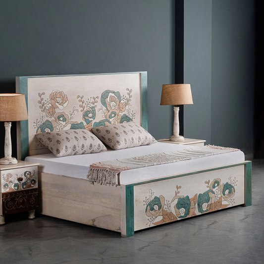 Hand-Painted Floral Bed