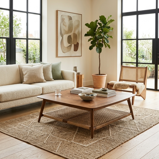 Veda Solid Wood & Woven Coffee Table