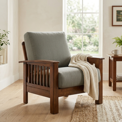 Veda Solid Wood Mission Accent Chair