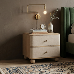 Elara Linen-Front Nightstand
