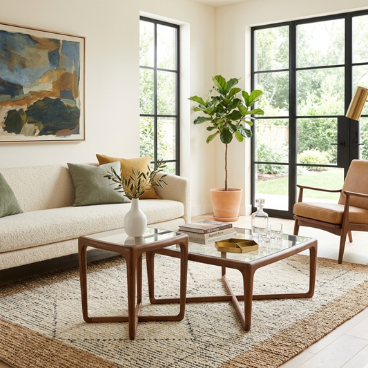 Aris Solid Sheesham Wood Nesting Coffee Table Set