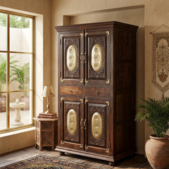 Maharaja Brass-Inlaid Heritage Cabinet