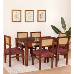 The Malabar Cane and Solid Sheesham 6-Seater Dining Set