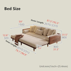 Stylish SERENIT Solid Teak Wood Sofa Cum Bed