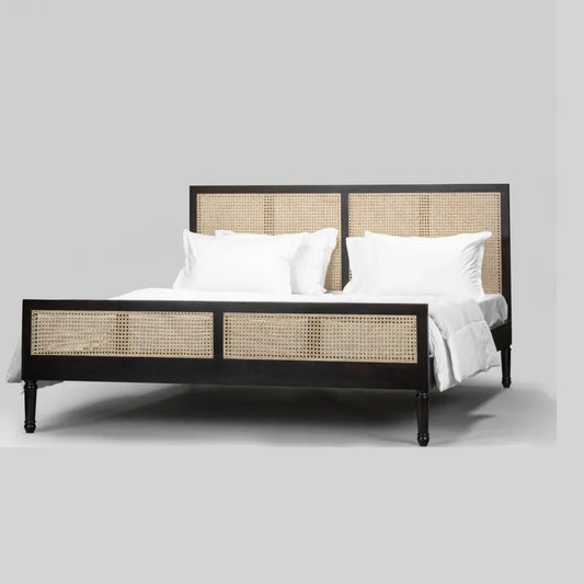 Solid Wood Rattan Bed