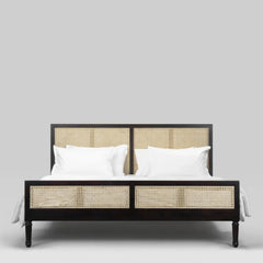 Solid Wood Rattan Bed