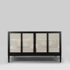 Solid Wood Rattan Bed