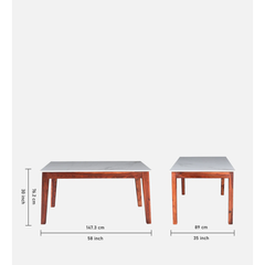 The Novara Solid Sheesham 6-Seater Dining Set with Marble-Style Top