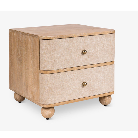 Elara Linen-Front Nightstand