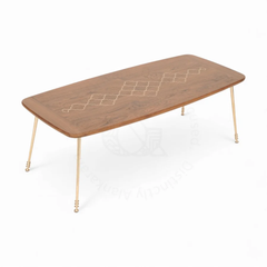 Alara Solid Sheesham Wood Coffee Table with Brass Inlay