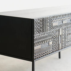 Handcrafted Carved Wooden TV Unit | Elegant TV Cabinet