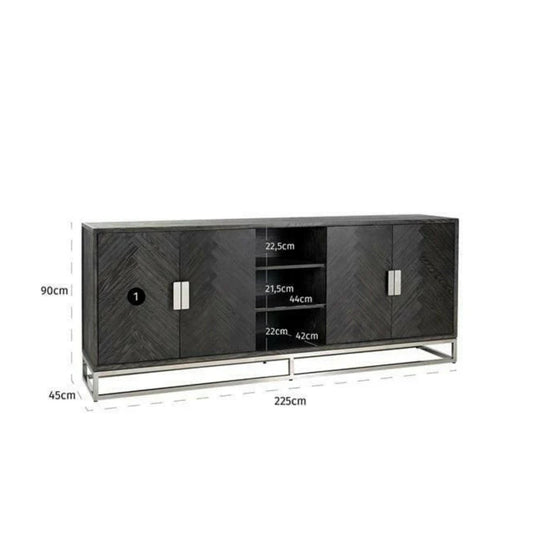Sideboard Blackbone silver 4-doors