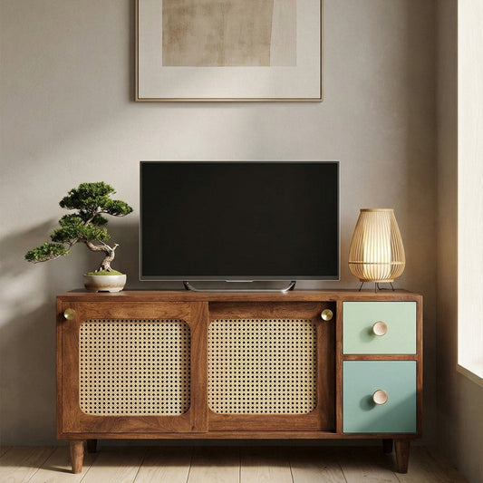 Rattan Solid Wood TV Cabinet