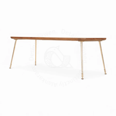 Alara Solid Sheesham Wood Coffee Table with Brass Inlay
