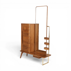 Vanya Solid Wood Integrated Dressing Station with Full-Length Mirror