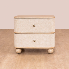 Elara Linen-Front Nightstand