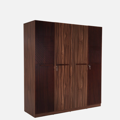 Contemporary Walnut Finish 4-Door Almirah