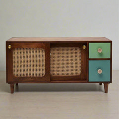 Rattan Solid Wood TV Cabinet